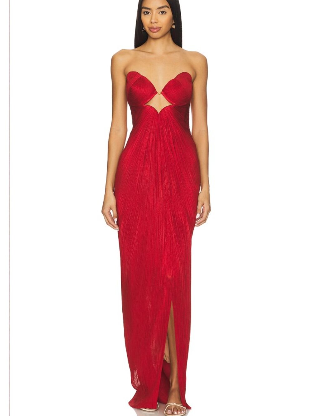 NEW Maria Lucia Hohan Julieta Maxi Dress in Salsa Red Silk Strapless Gown 38